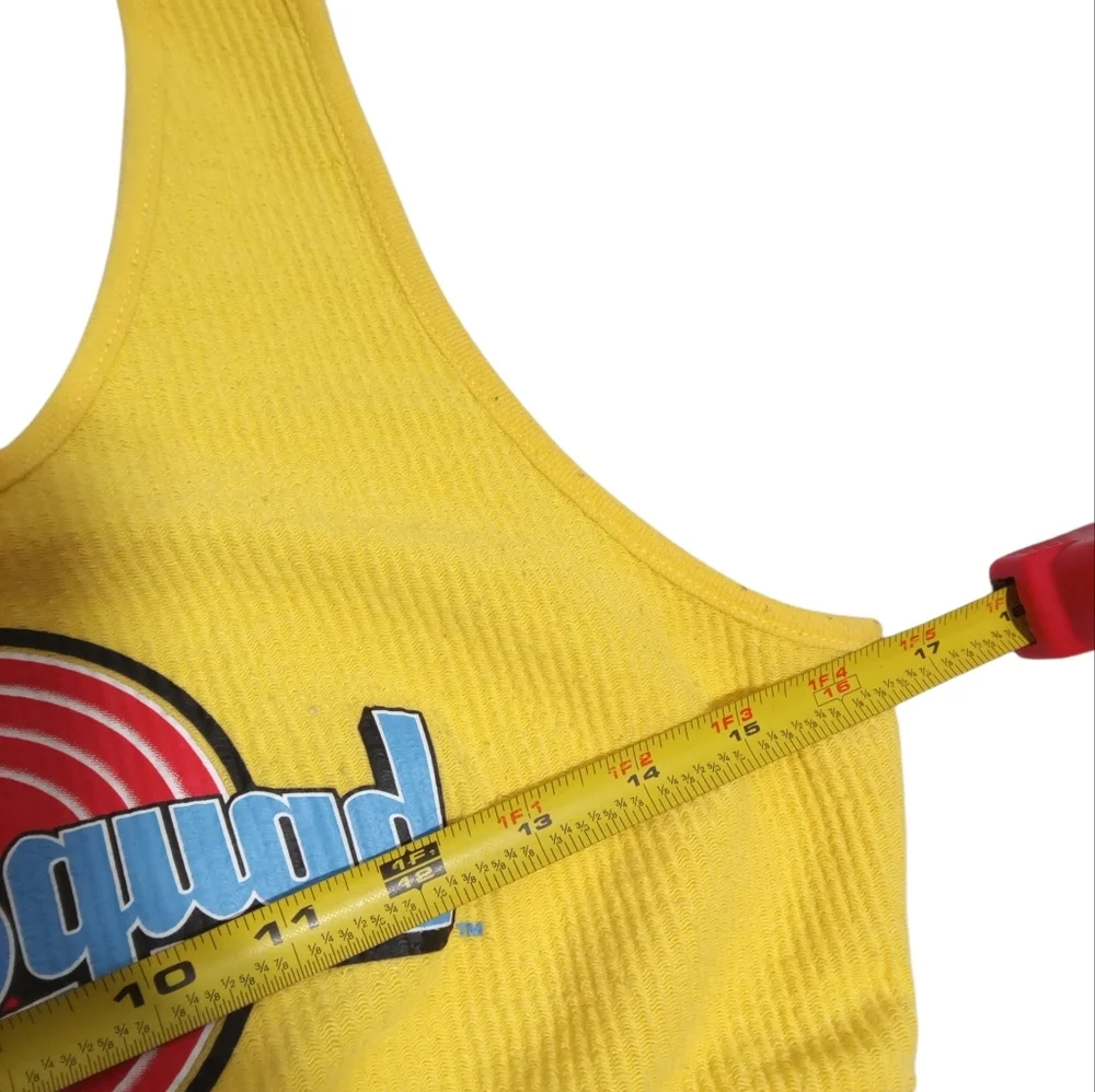 Space Jam Tune Squad Yellow Crop Top Shorts 2 Piece Cartoon Lounge Set Sz M - Picture 3 of 8